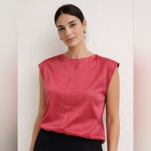 Mango Sleeveless Blouse Coral Pink XS Minimalist Sleeveless Chic Office Career